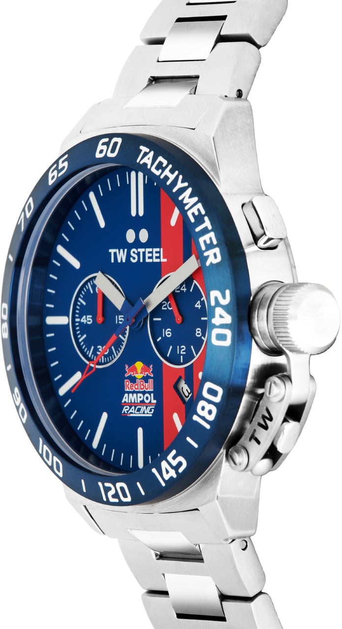 TW Steel TW Steel TWCS121 Canteen Red Bull Ampol Chrono Blauw Staal 45mm Zilver