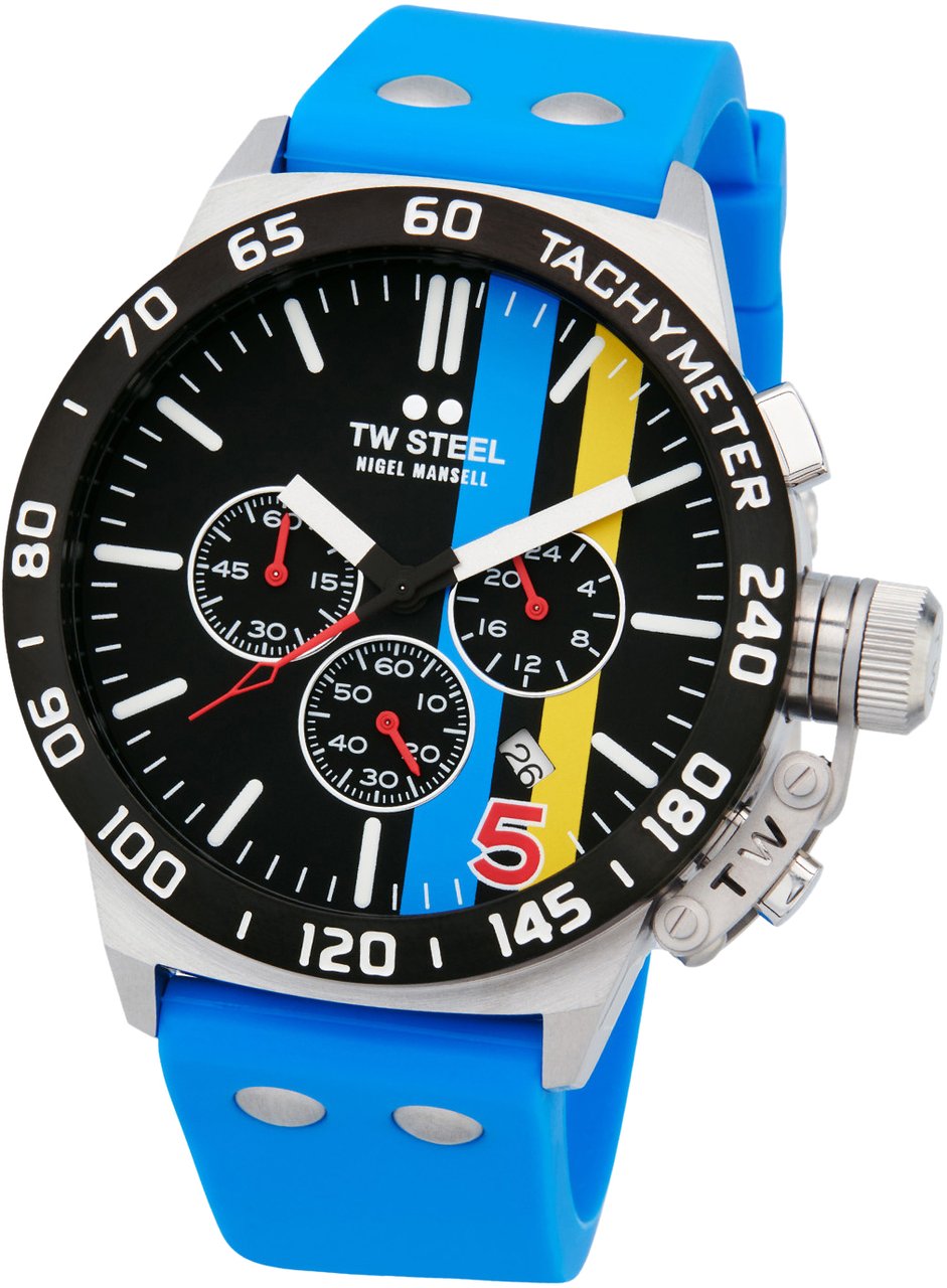 TW Steel TW Steel TWCS123 Canteen Nigel Mansell Chrono Blauw Siliconen 45mm Zilver