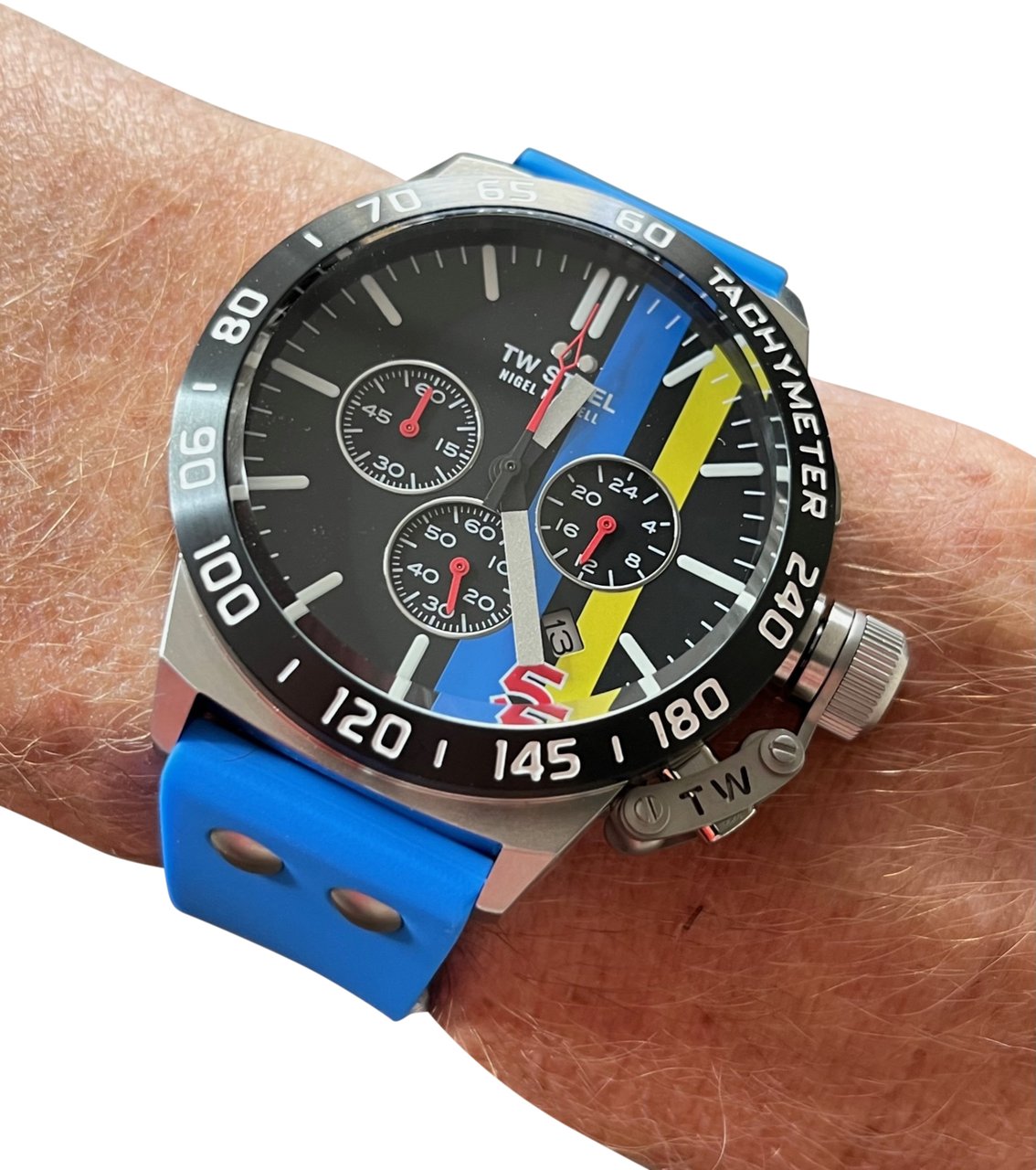 TW Steel TW Steel TWCS123 Canteen Nigel Mansell Chrono Blauw Siliconen 45mm Zilver