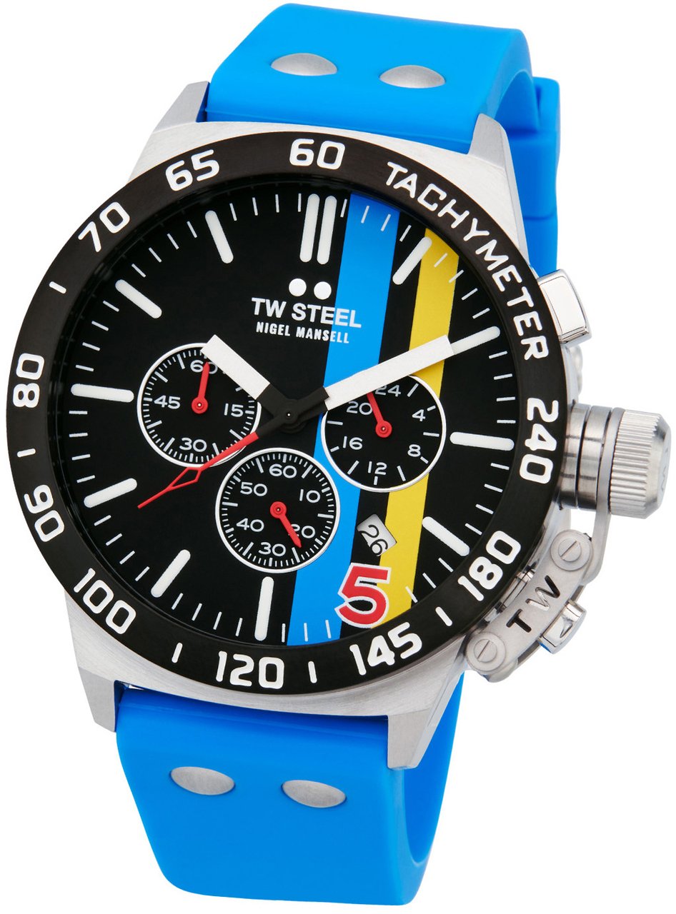 TW Steel TW Steel TWCS123 Canteen Nigel Mansell Chrono Blauw Siliconen 45mm Zilver