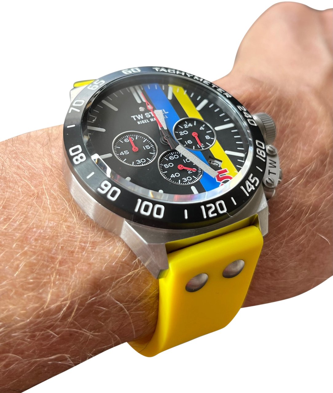 TW Steel TW Steel TWCS124 Canteen Nigel Mansell Chrono Geel Siliconen 45mm Zilver