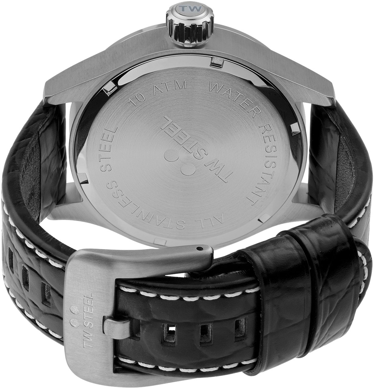 TW Steel TW Steel TWVS100 Volante Steel Zwart Leer 45mm Zilver