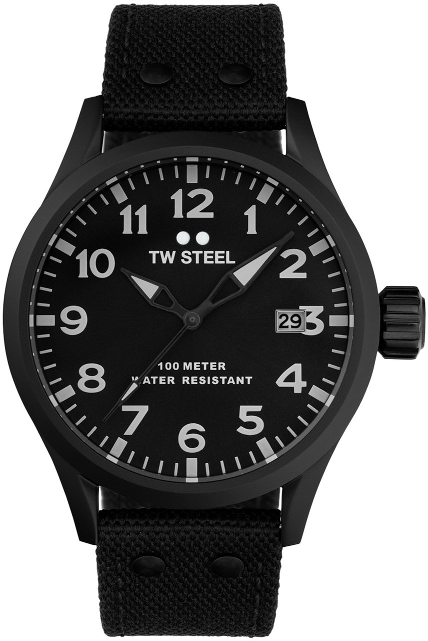 TW Steel TW Steel TWVS103 Volante Steel Zwart Canvas 45mm Zwart