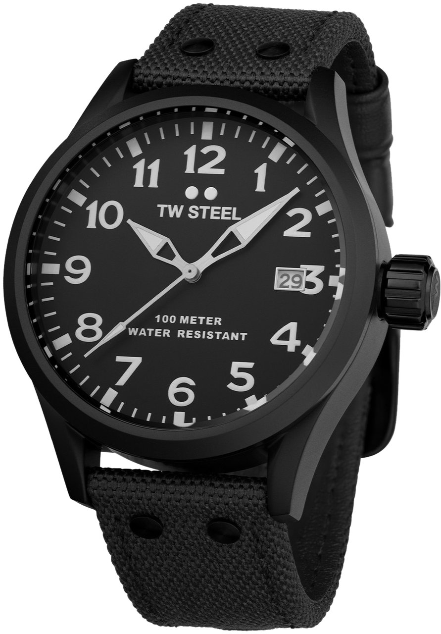 TW Steel TW Steel TWVS103 Volante Steel Zwart Canvas 45mm Zwart