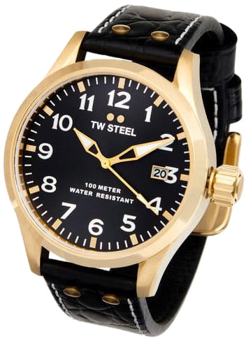 TW Steel TW Steel TWVS104 New Volante YG Zwart leer 45mm Goud