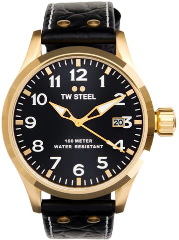 TW Steel TW Steel TWVS104 New Volante YG Zwart leer 45mm Goud