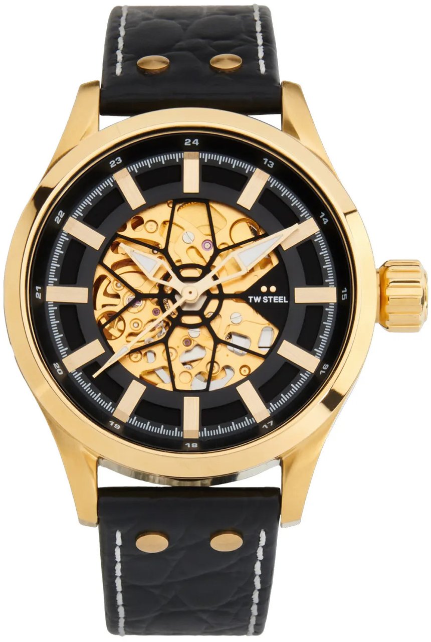 TW Steel TWVS131 Skeleton Goudkleurig Zwart 45mm Goud