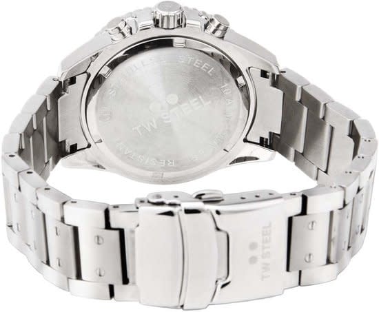 TW Steel TW Steel Horloge VA5 Staal Quartz Chronograaf en Zwarte Wijzerplaat Zilver