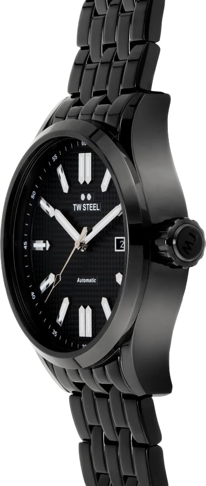 TW Steel TW Steel Horloge VB12 Volante Staal met Zwarte Coating Automaat Swiss Made 100m Waterdicht 45mm Zwart