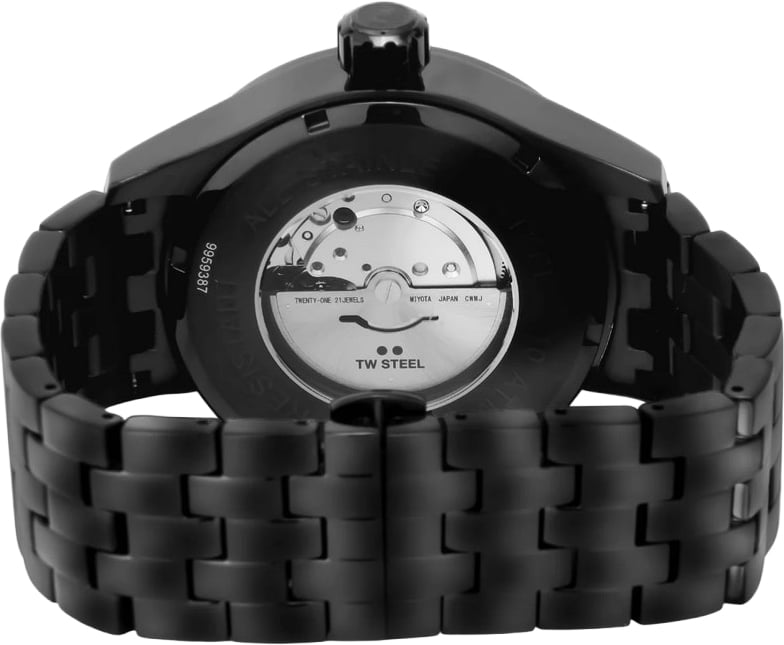 TW Steel TW Steel Horloge VB12 Volante Staal met Zwarte Coating Automaat Swiss Made 100m Waterdicht 45mm Zwart
