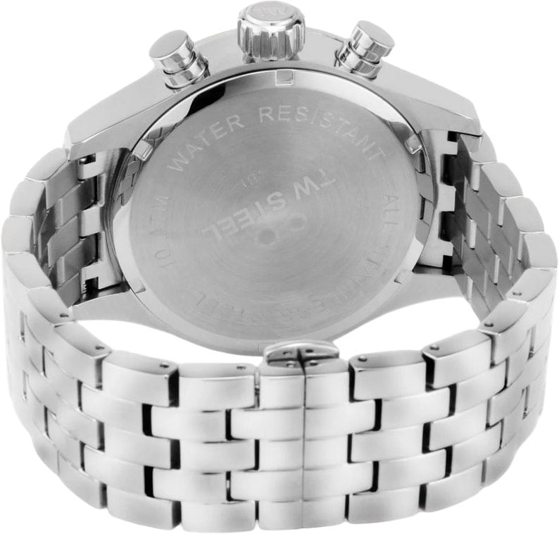 TW Steel TW Steel Horloge VB1 Volante Staal Quartz Swiss Made Chronograaf met Witte Wijzerplaat 45mm Zilver
