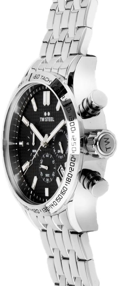TW Steel TW Steel Horloge VB2 Volante Staal Quartz Swiss Made Chronograaf met Zwarte Wijzerplaat 45mm Divers