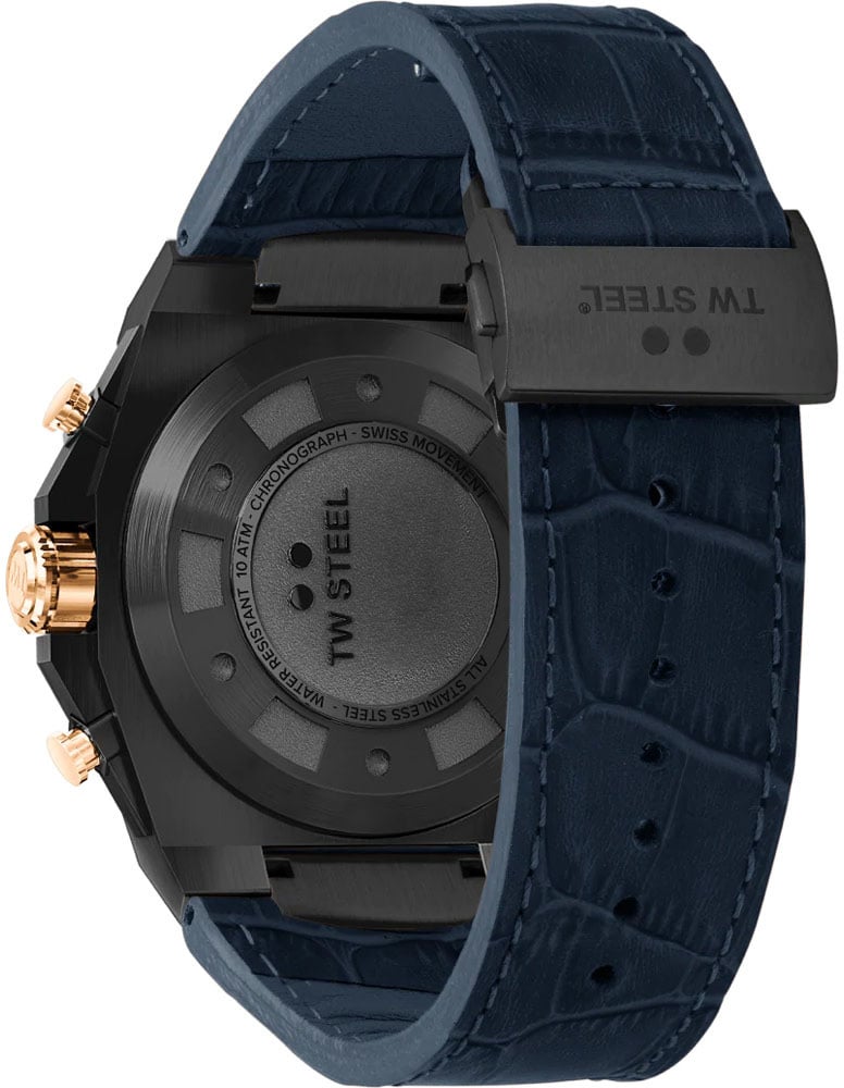 TW Steel TW Steel Horloge Heren CE4086 Chronograaf Staal met Zwarte Plating en met Rosé Bezel. Navy