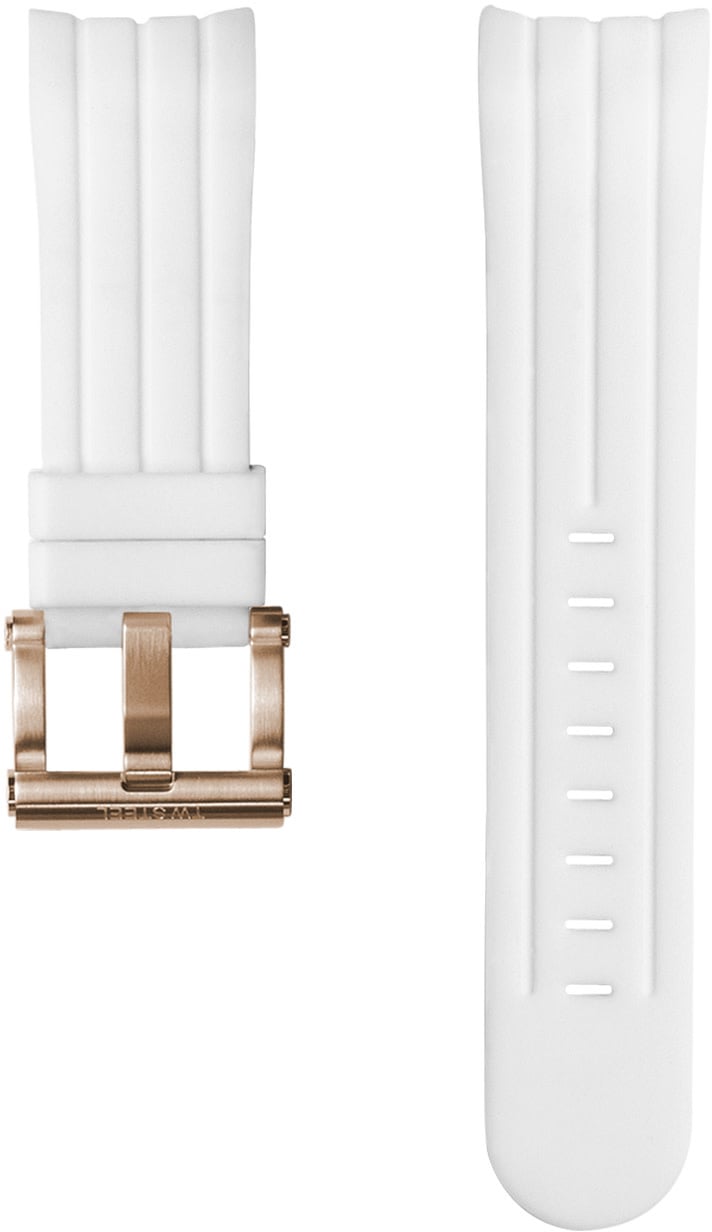 TW Steel TW Steel Horlogeband TWB134 Wit Siliconen met Rose Plating Gesp Wit