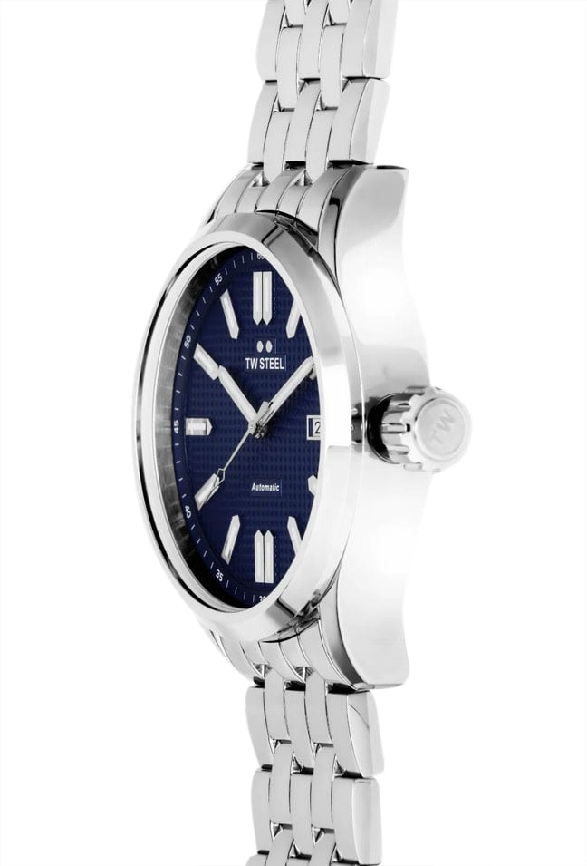 TW Steel TW Steel Horloge VB11 Volante Staal Automaat Swiss Made met Blauwe Wijzerplaat 45mm Zilver