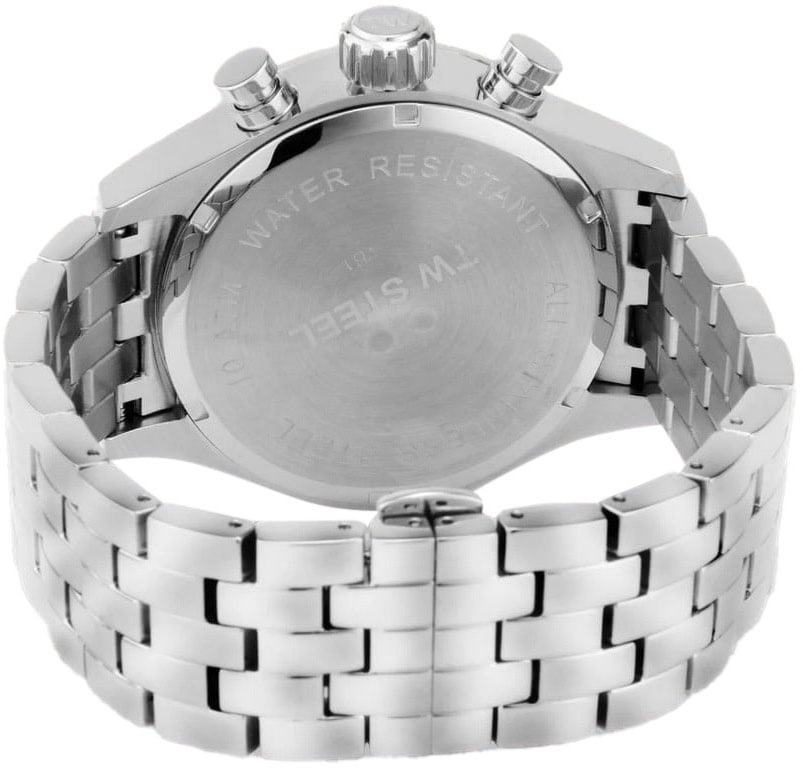 TW Steel TW Steel Horloge VB1 Volante Staal Quartz Swiss Made Chronograaf met Witte Wijzerplaat 45mm Zilver