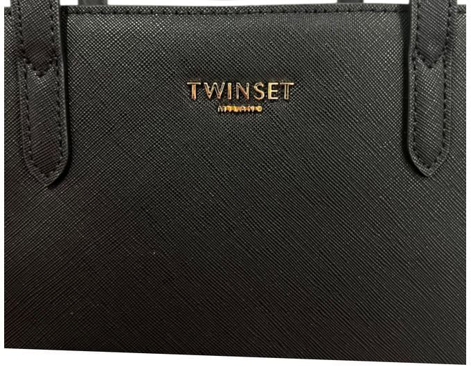 Twin-set Twinset Black PU Women Shoulder Bag Zwart