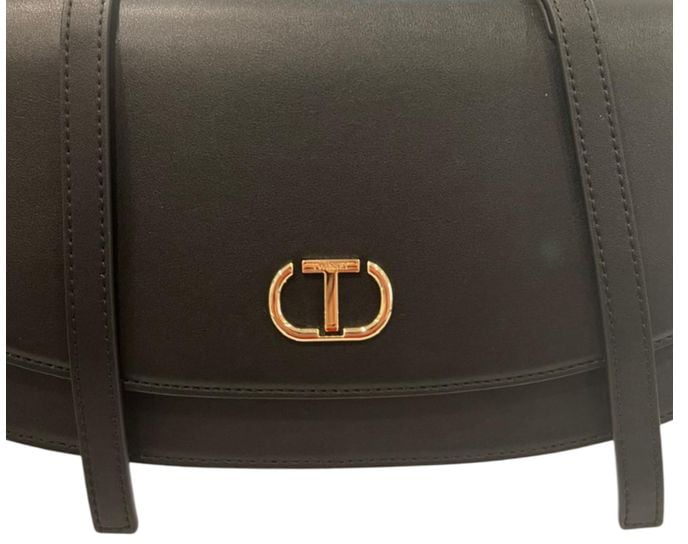 Twin-set Twinset Black PU Women Shoulder Bag Zwart