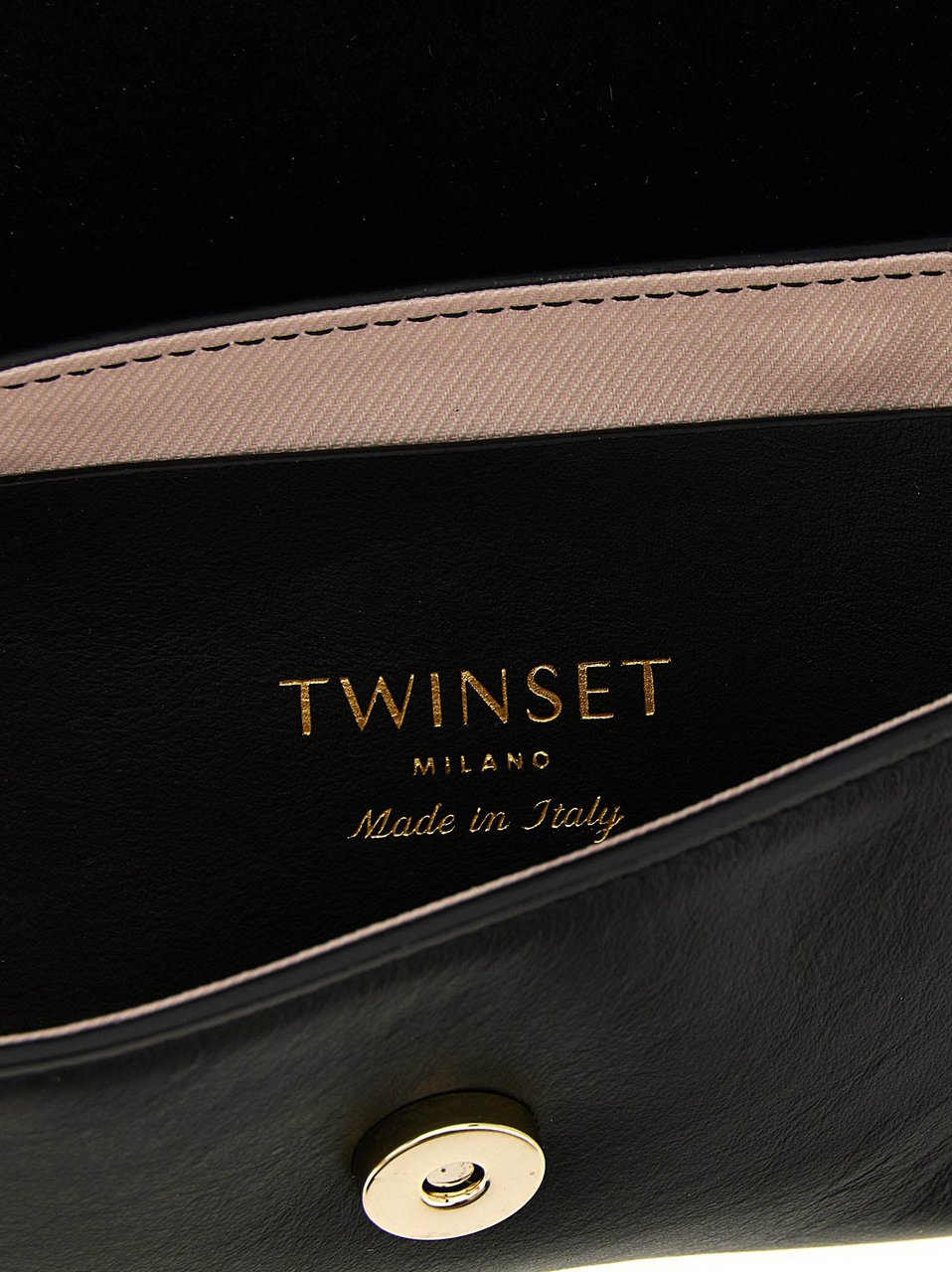 Twin-set Twinset Black Leather Shoulder Bag Zwart