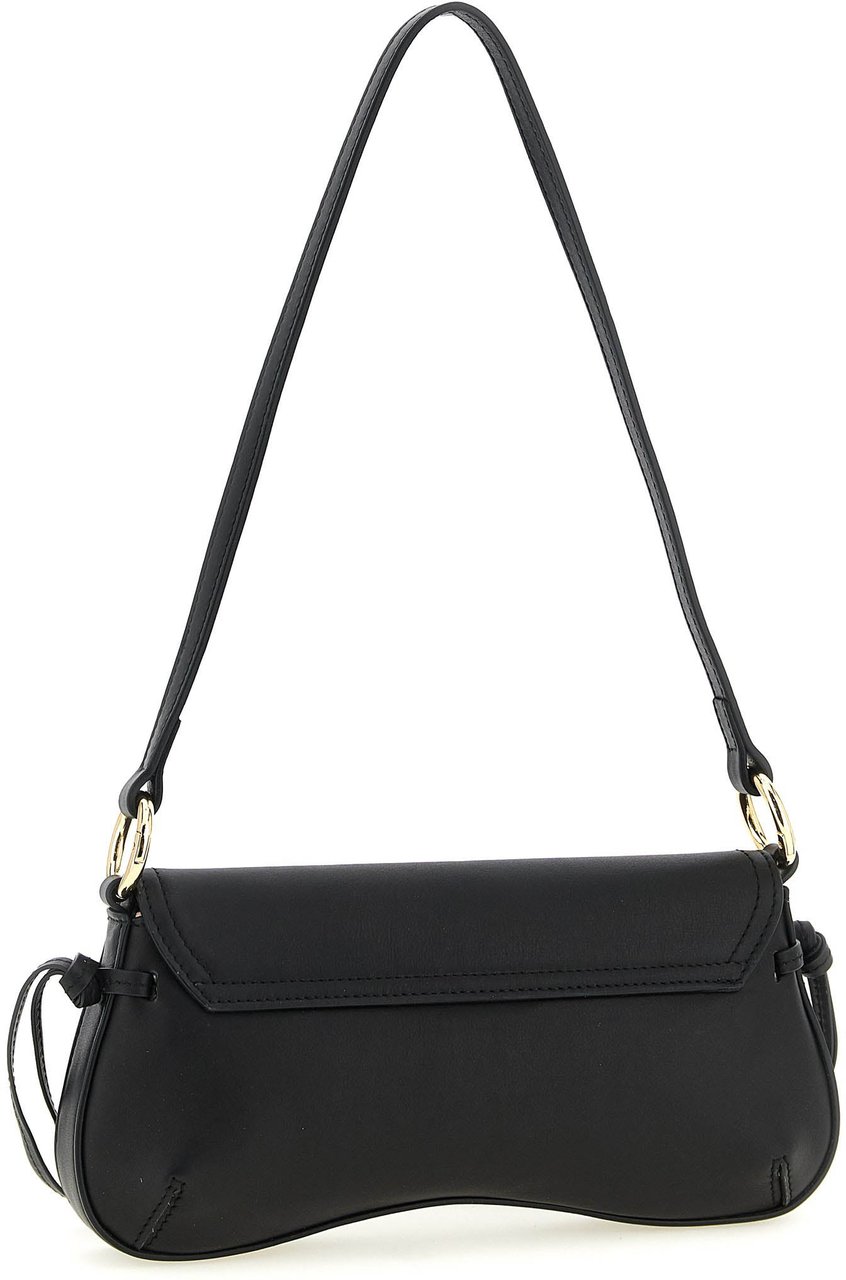 Twin-set Twinset Black Leather Shoulder Bag Zwart