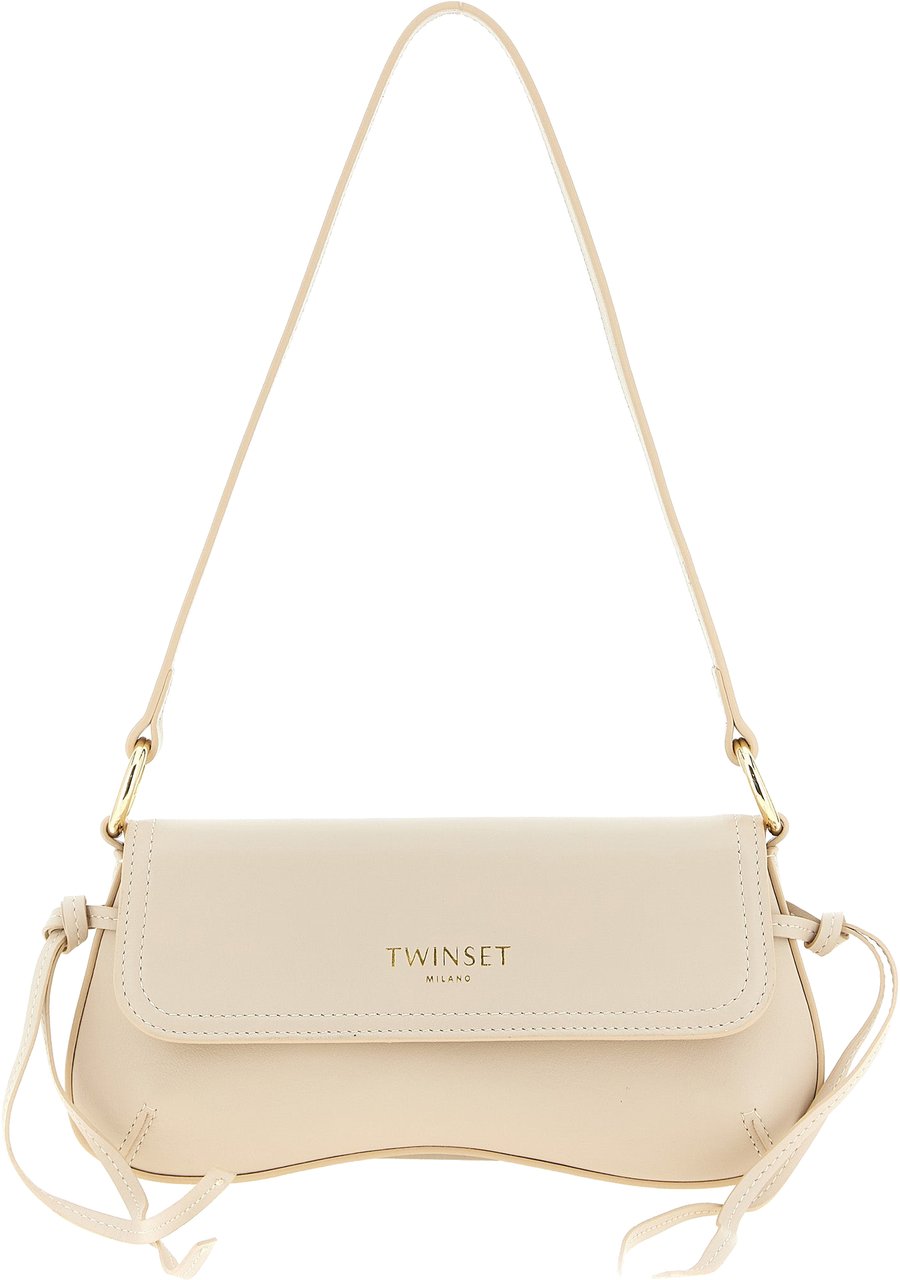 Twin-set Twinset White Leather Shoulder Bag Wit