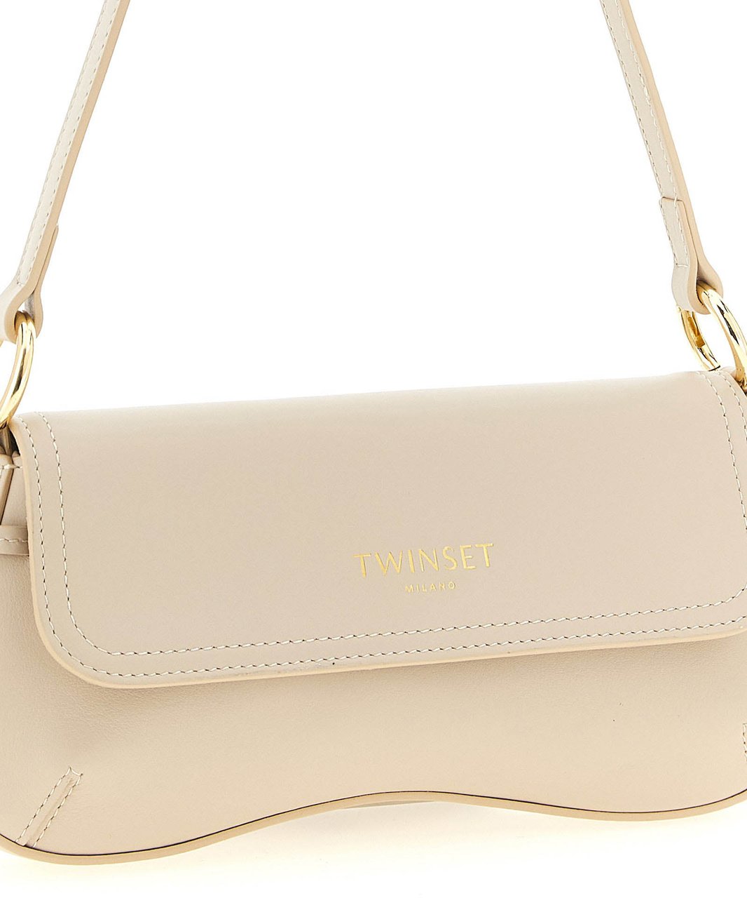 Twin-set Twinset White Leather Shoulder Bag Wit