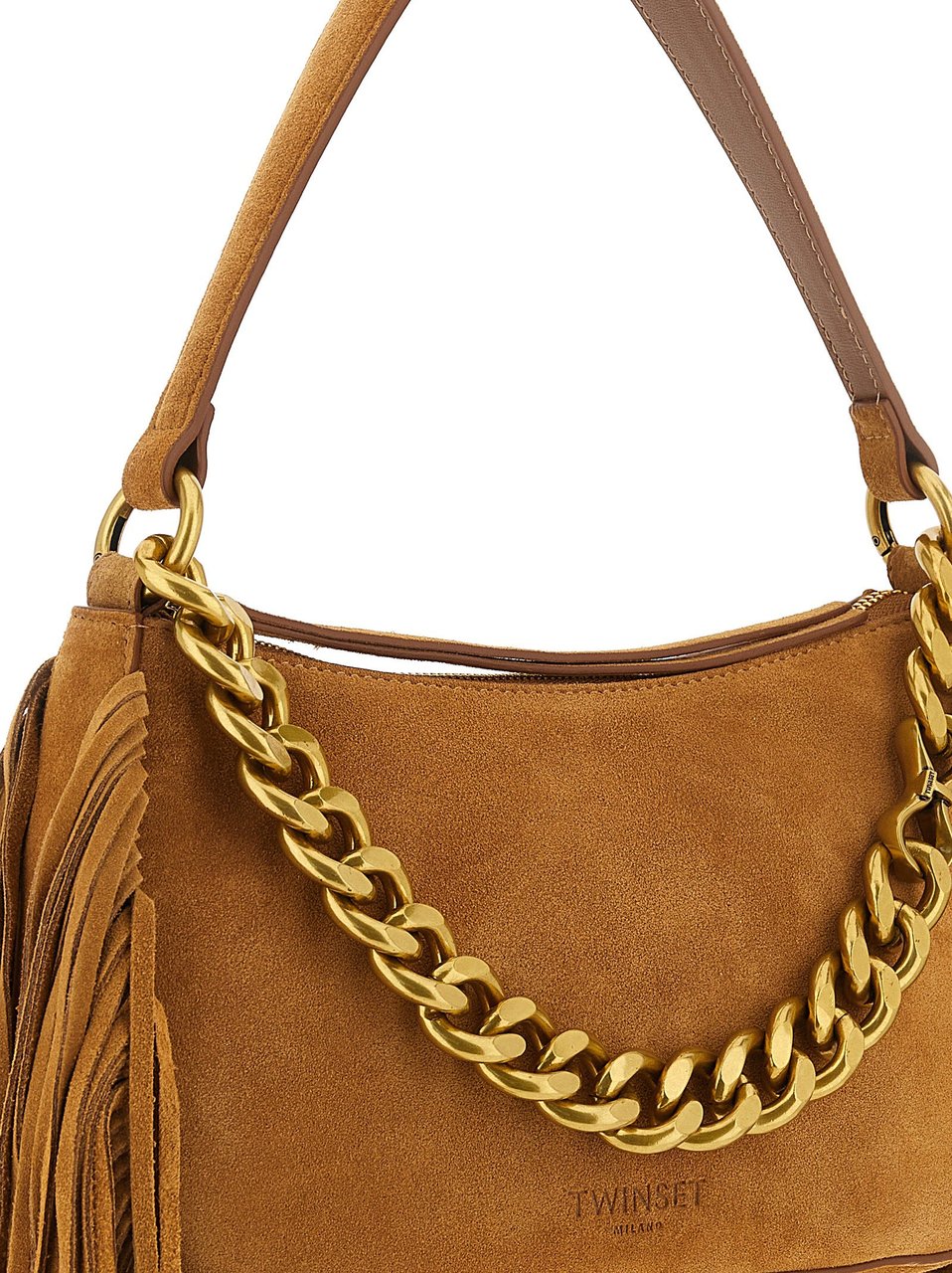Twin-set Twinset Brown Leather Shoulder Bag Bruin