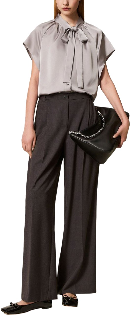 Twin-set Trousers Grigio Antracite Melange Grijs