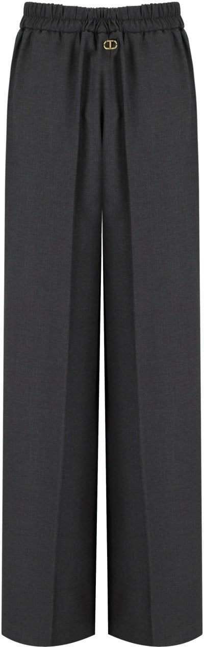 Twin-set TWINSET ANTHRACITE GREY WIDE LEG PANTS Grijs