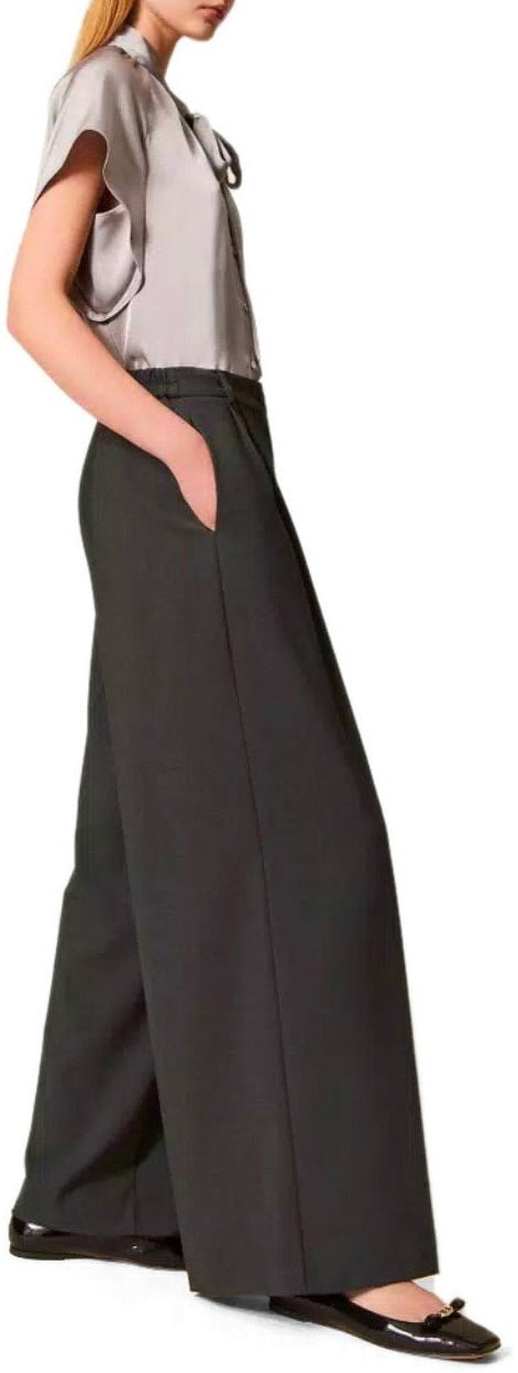 Twin-set TWINSET ANTHRACITE GREY WIDE LEG PANTS Grijs
