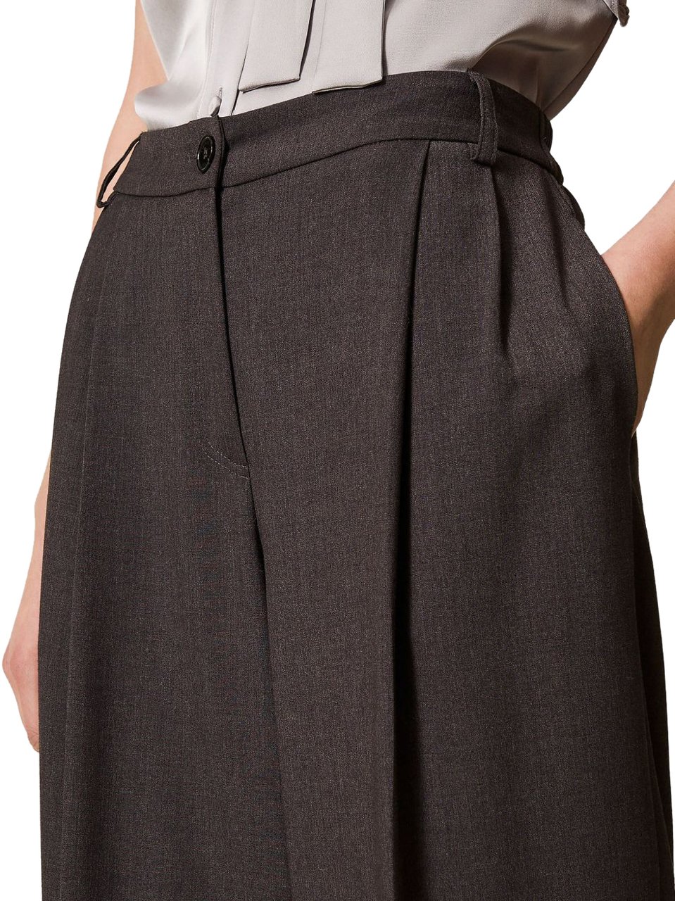 Twin-set Trousers Grigio Antracite Melange Grijs