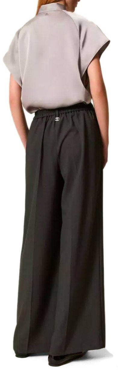 Twin-set TWINSET ANTHRACITE GREY WIDE LEG PANTS Grijs