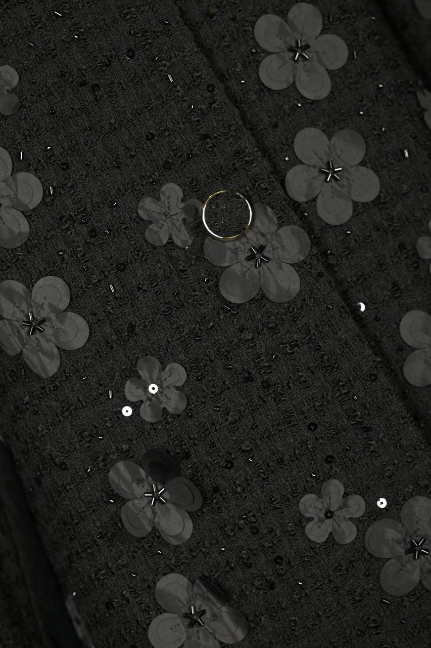 Twin-set Coats Boucle Fiori Nero Zwart