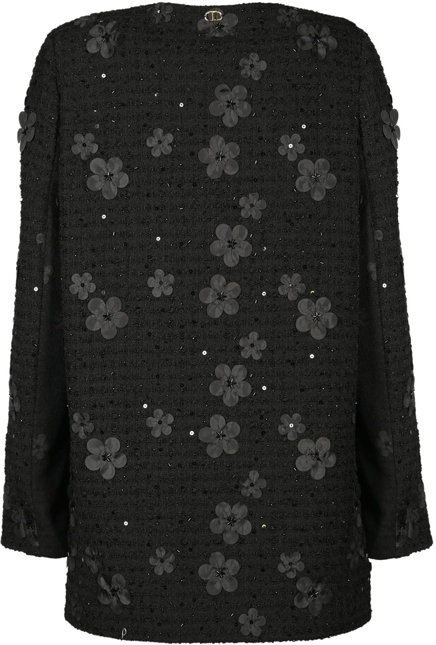 Twin-set Coats Boucle Fiori Nero Zwart
