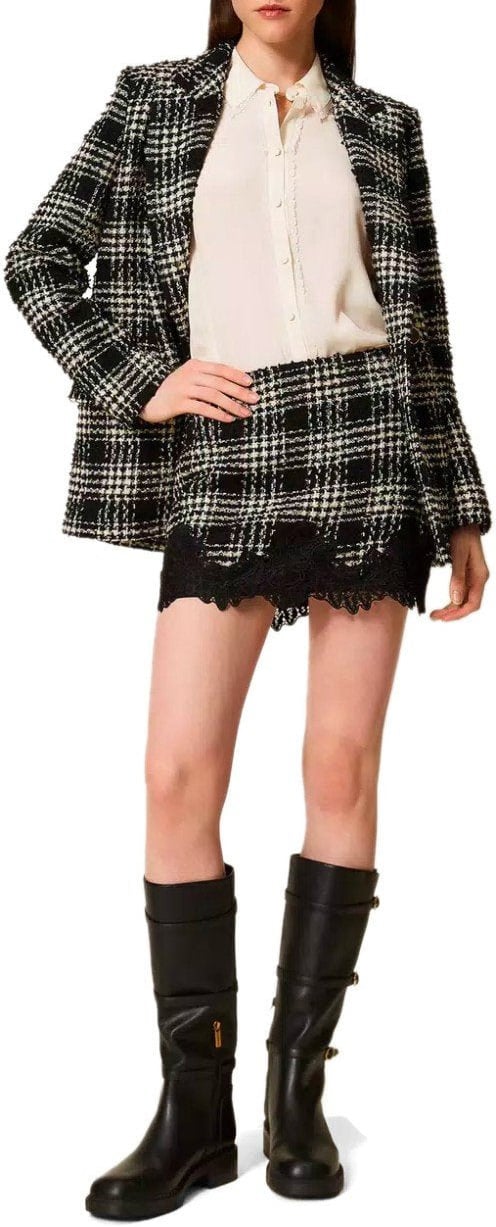 Twin-set TWINSET AND WHITE CHECK SKIRT Zwart