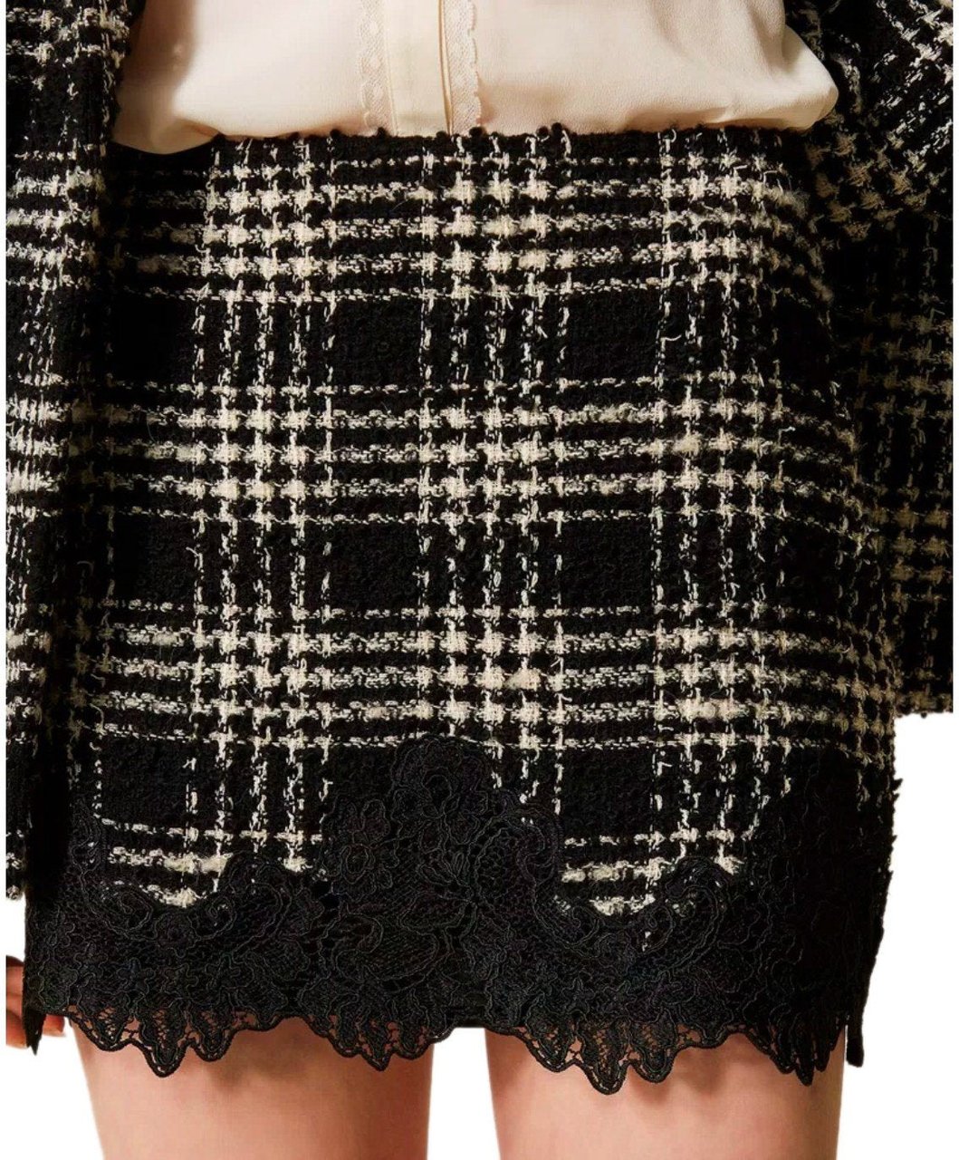 Twin-set TWINSET AND WHITE CHECK SKIRT Zwart