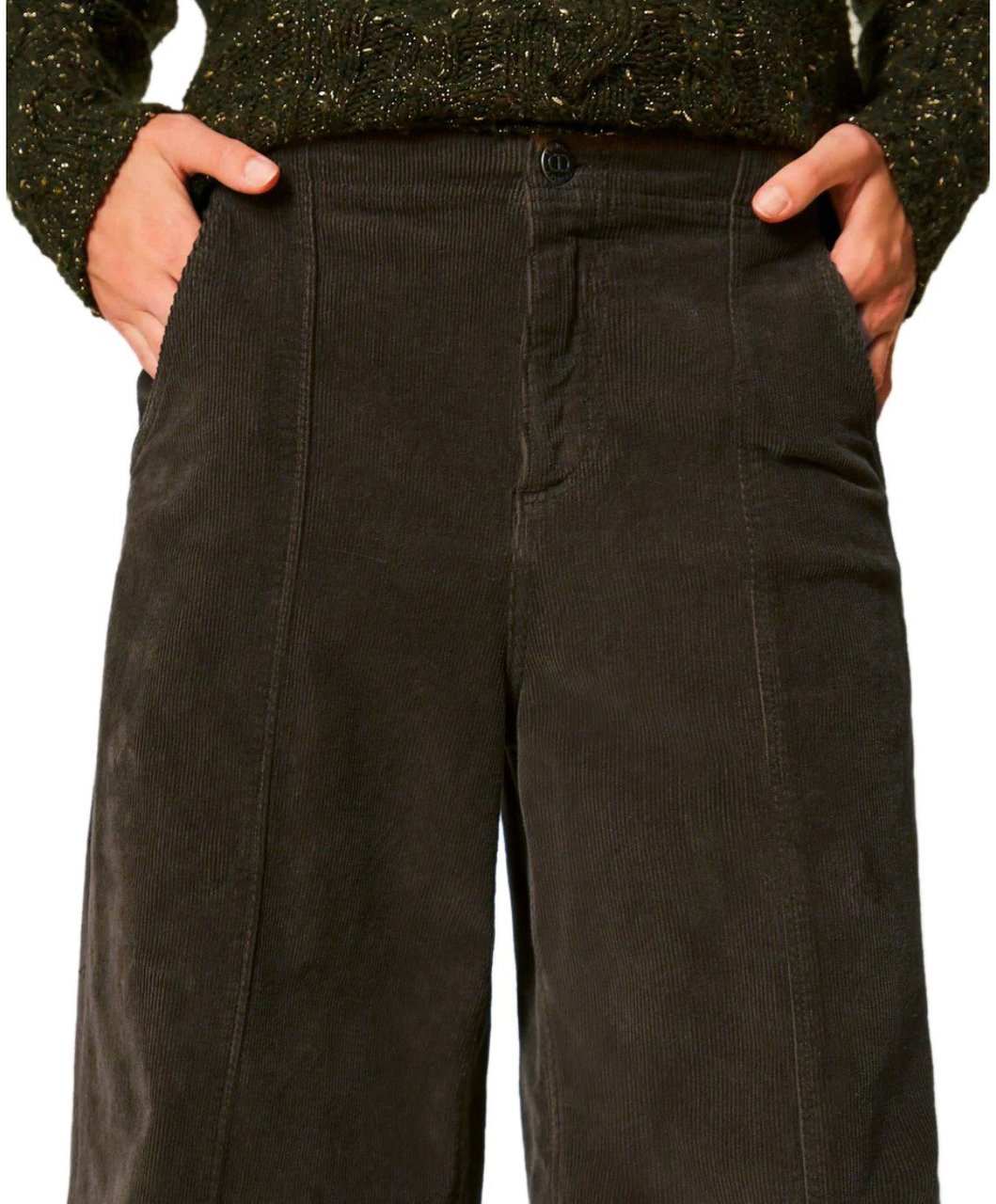 Twin-set TWINSET CHOCOLATE CORDUROY PANTS Bruin