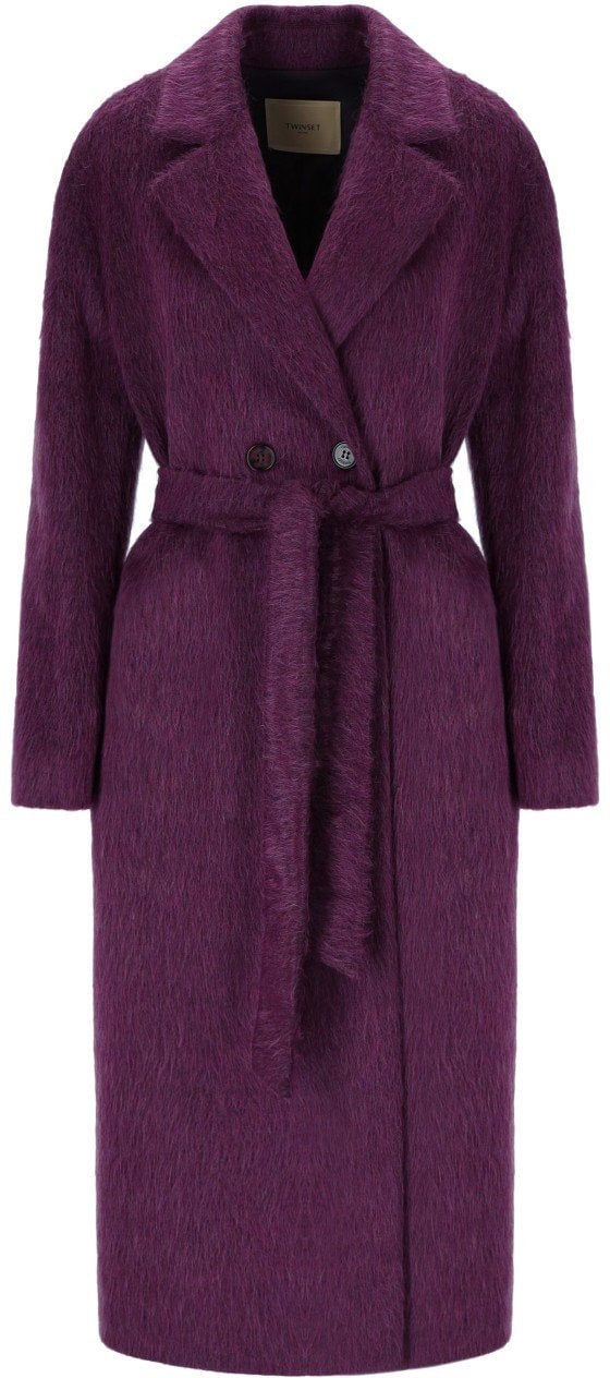 Twin-set TWINSET BELTED COAT Paars