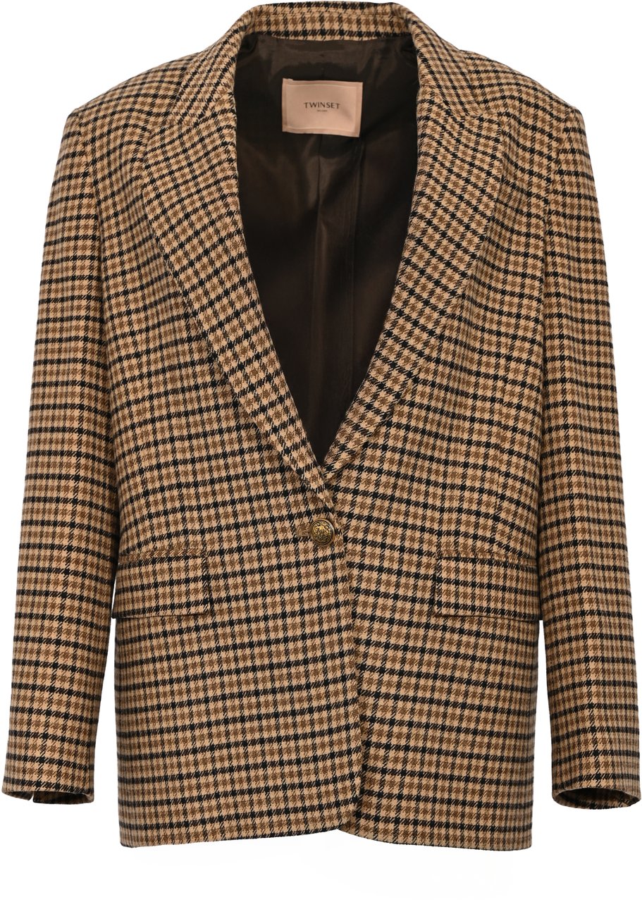 Twin-set Jackets Small Check Cammellonero Beige