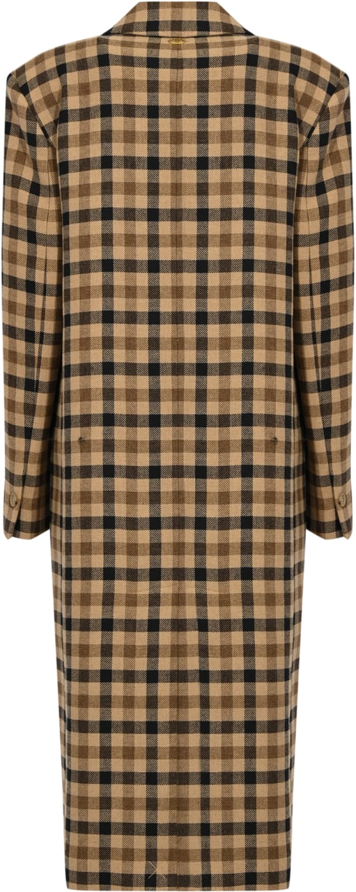 Twin-set Coats Check Cammellonero Beige
