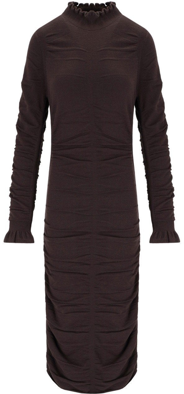 Twin-set TWINSET CHOCOLATE KNITTED MIDI DRESS Bruin