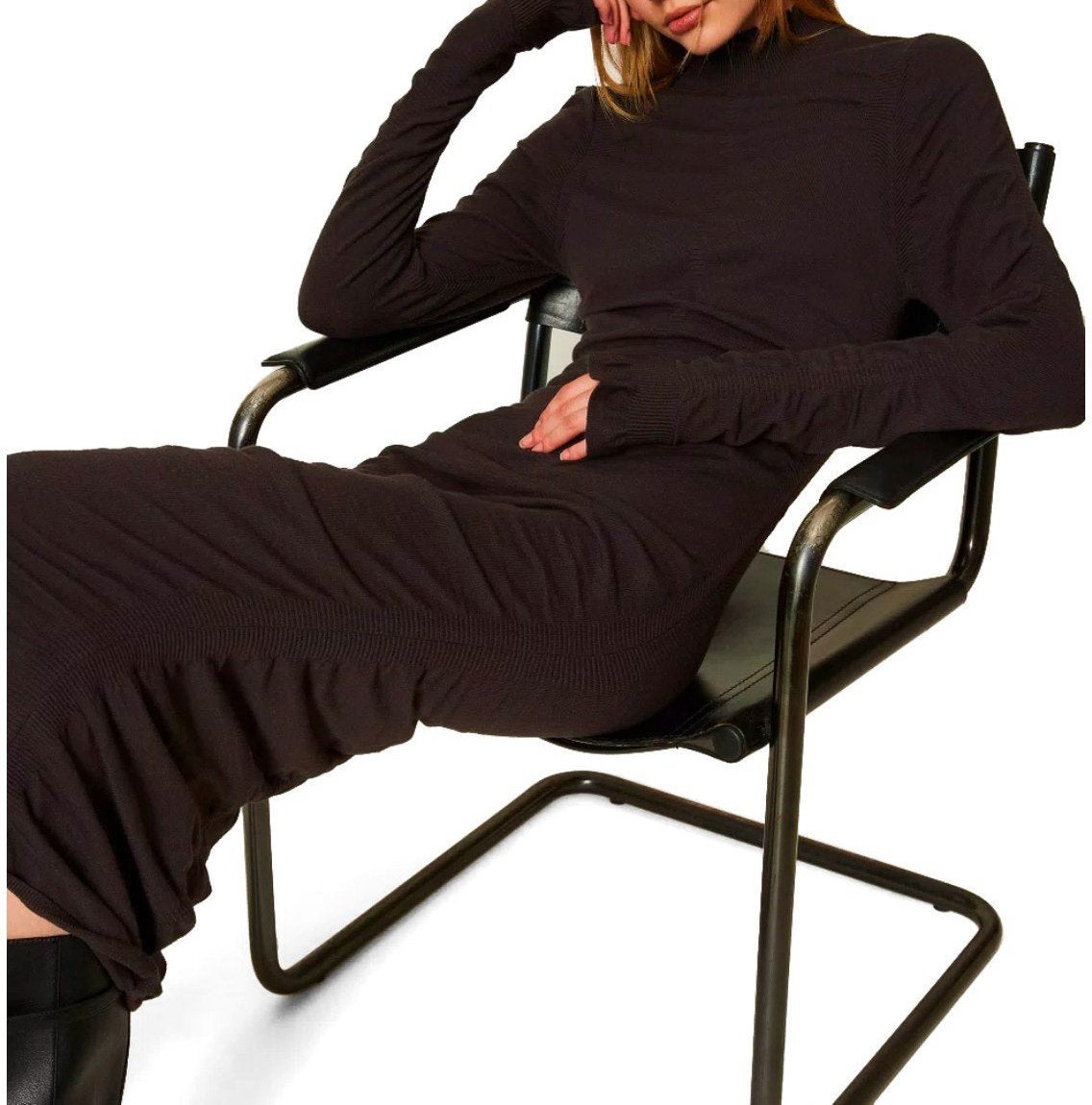 Twin-set TWINSET CHOCOLATE KNITTED MIDI DRESS Bruin