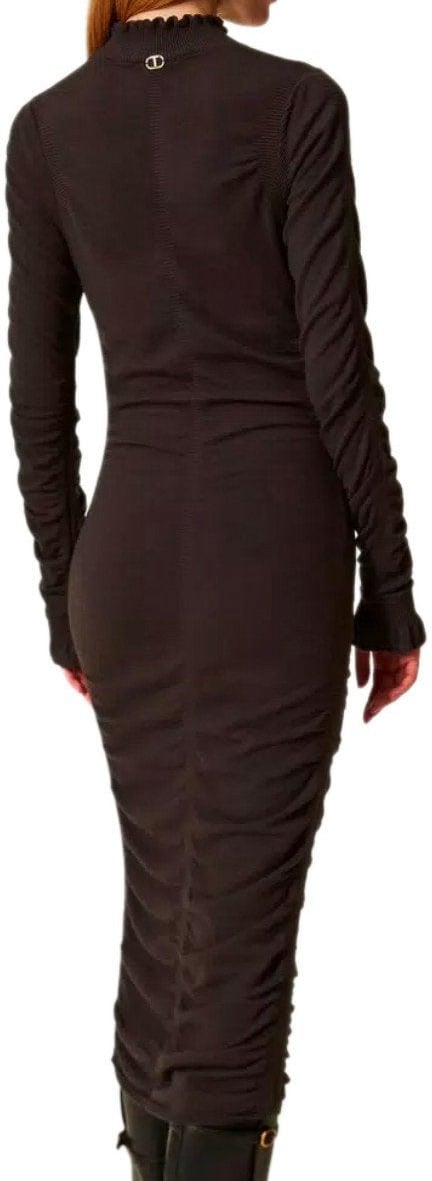 Twin-set TWINSET CHOCOLATE KNITTED MIDI DRESS Bruin