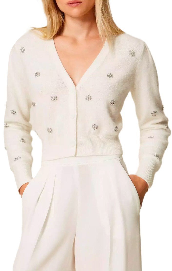 Twin-set TWINSET CROPPED CARDIGAN Wit