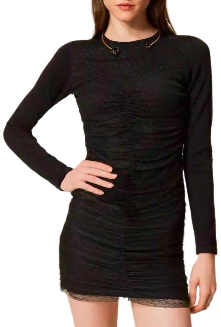 Twin-set TWINSET PLUMETIS DRESS Zwart