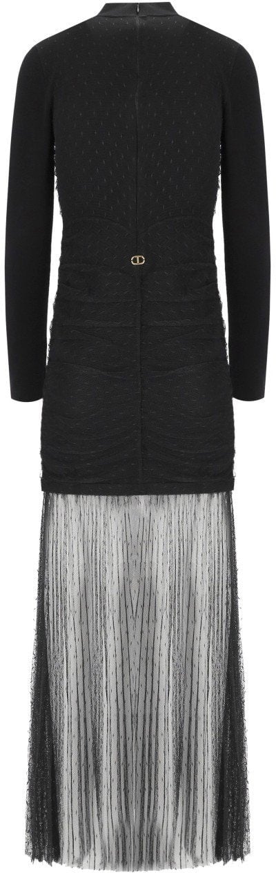 Twin-set TWINSET PLUMETIS LONG DRESS Zwart