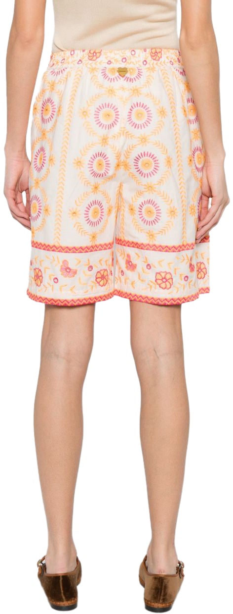 Twin-set Shorts Off Whiteorangefuchsia Wit