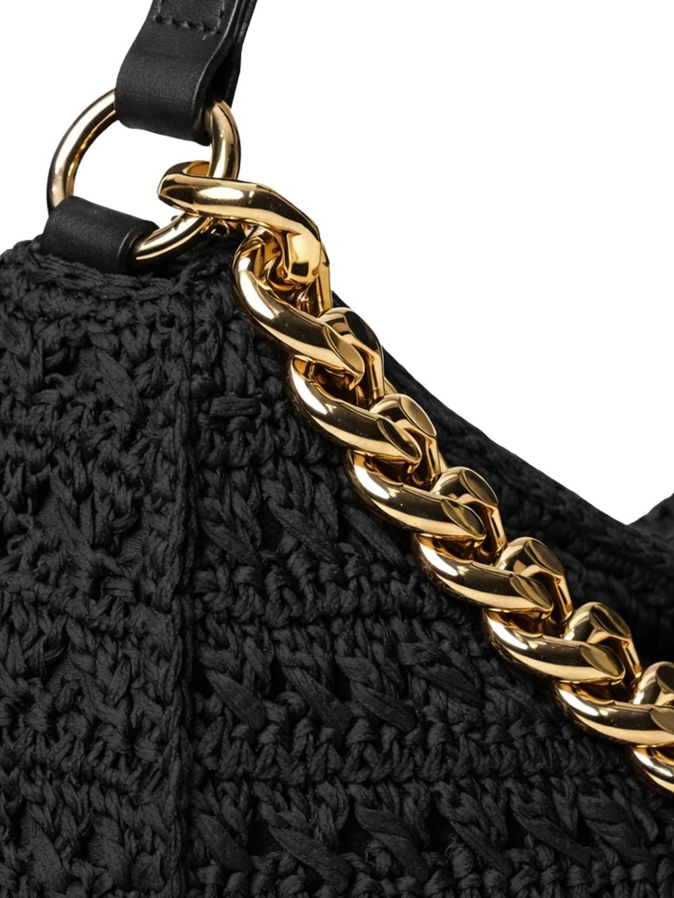 Twin-set Black Crochet Rounded Shoulder Bag Zwart