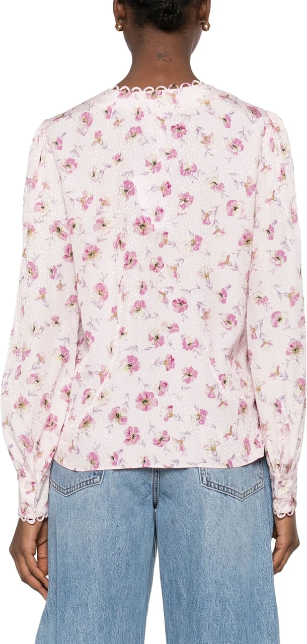 Twin-set Blusa Stampa Fiore Lightweight Viscose Top Neutraal