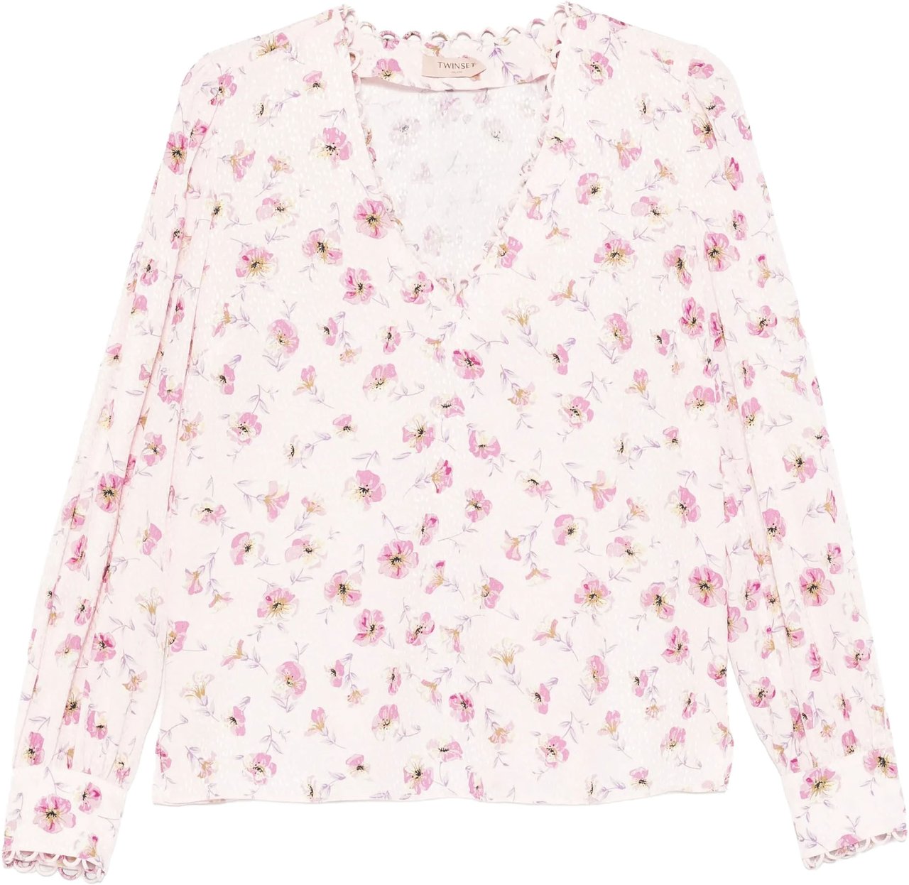 Twin-set Blusa Stampa Fiore Lightweight Viscose Top Neutraal